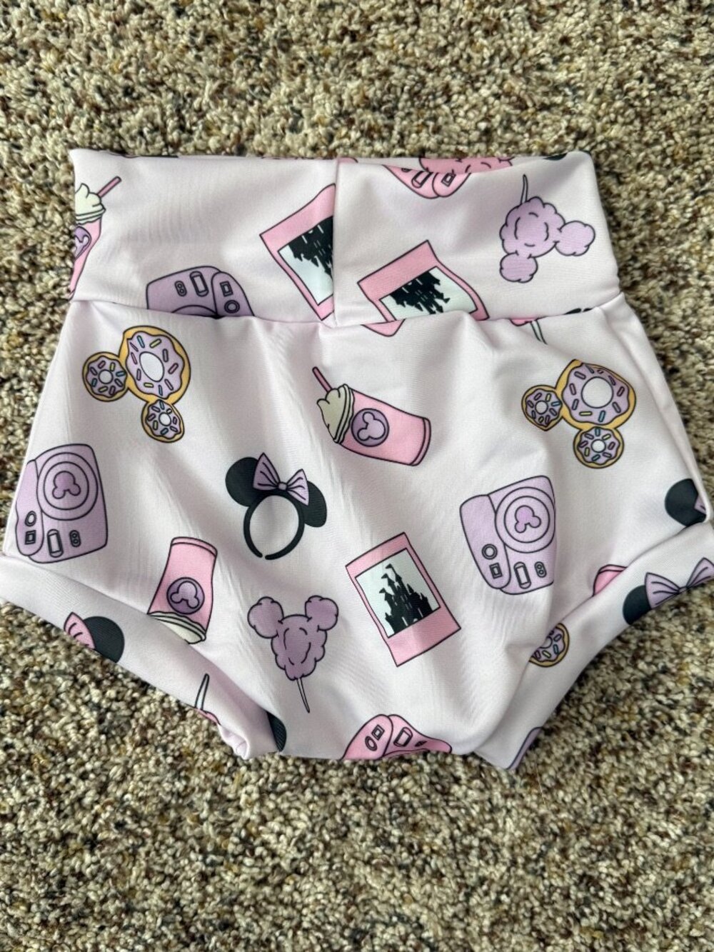 Pink Disney Theme Park Minnie Print Baby Bummies High Waist Diaper Cover